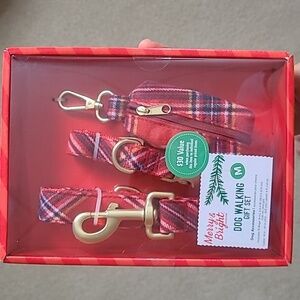 Red Plaid Dog Walking Gift Set